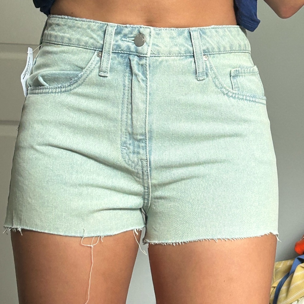 RSQ Blue Jean Shorts High-Waisted Frayed Hem